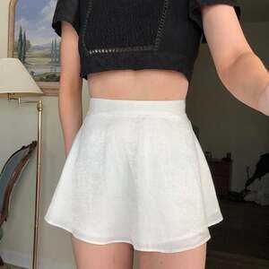 White High Waisted Pleated Mini Skirt